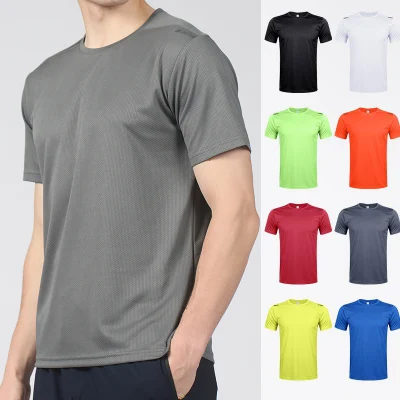 Mehrfarbige Gym-Basic-Shirts aus 100 % Polyester mit individuellem Logo für Herren